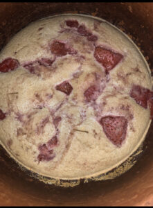Fresh Strawberry Cobbler made in MEC clay pot