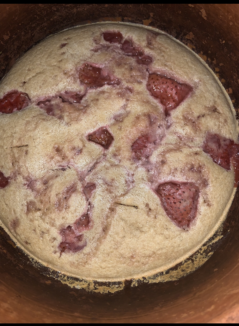 Fresh Strawberry Cobbler made in MEC clay pot
